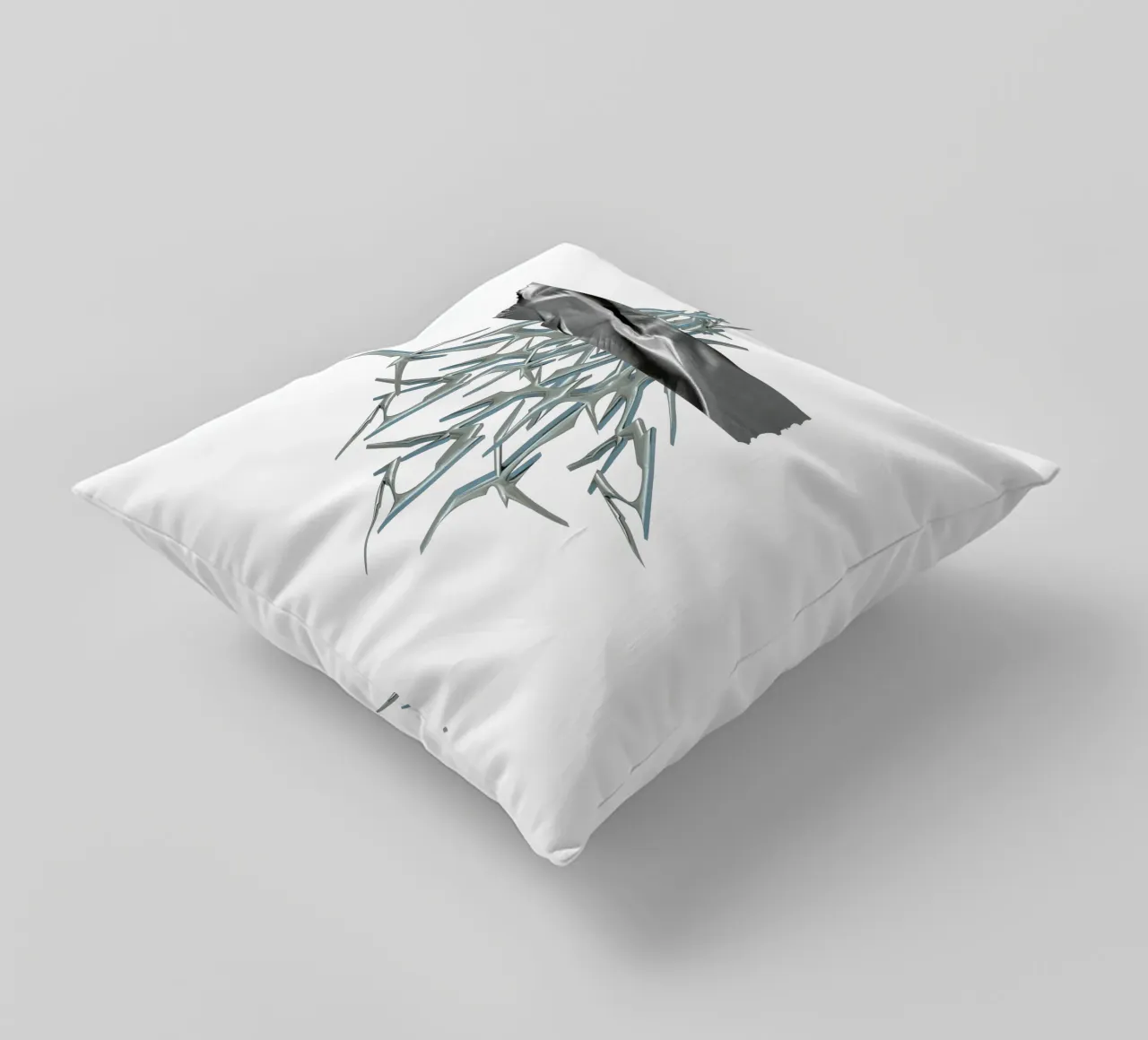 mazzo di spine cromate e nastro metallico cuscino da morphinaeblue