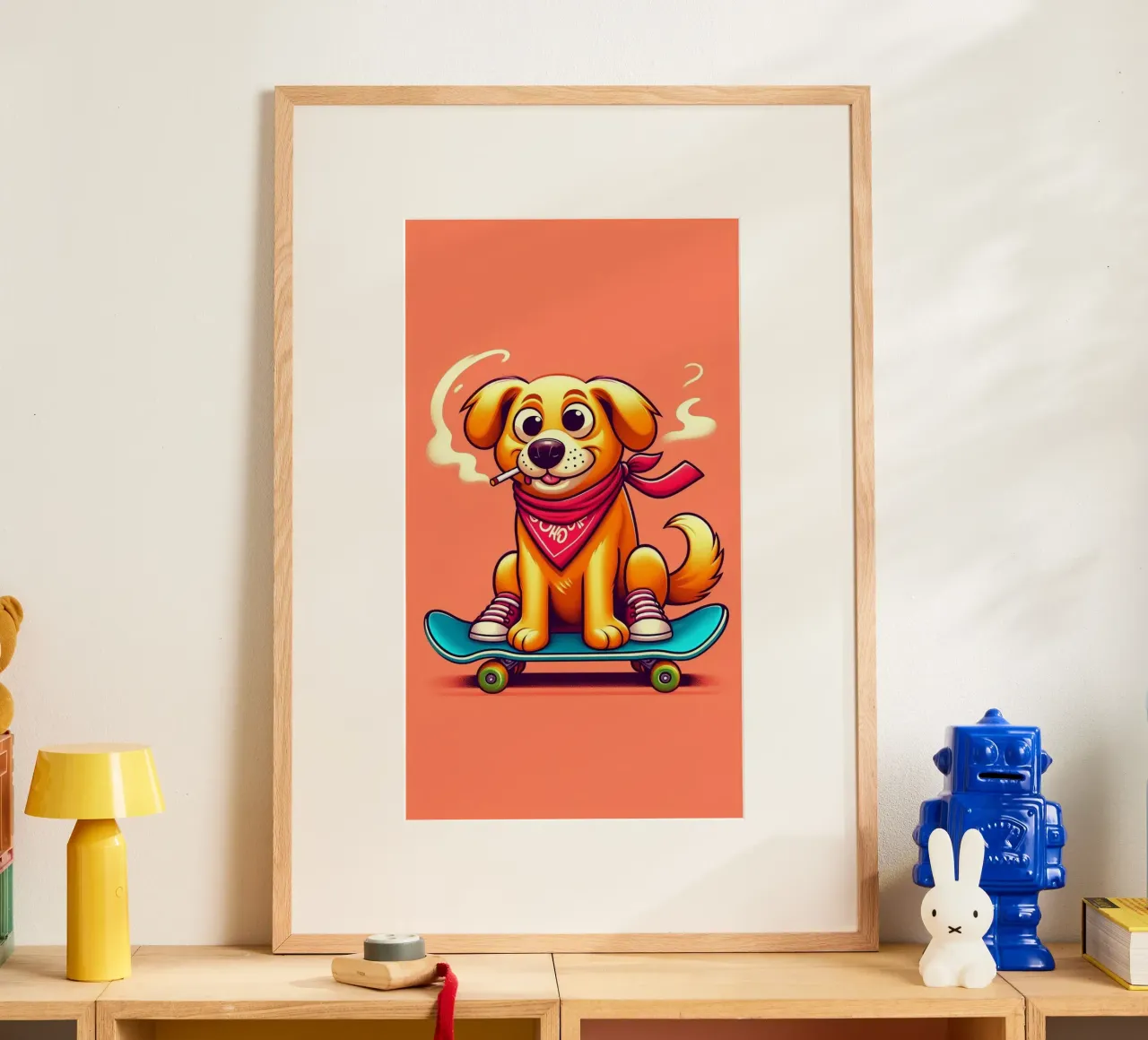 Cane su skateboard poster con telaio in plastica da BenCoStyle