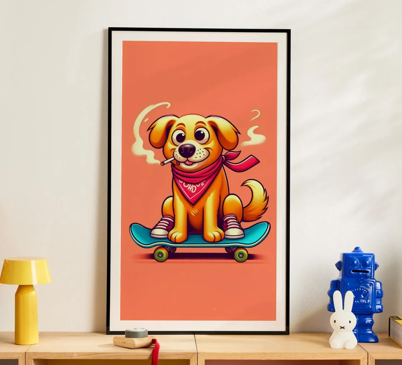 Cane su skateboard poster con telaio in plastica da BenCoStyle
