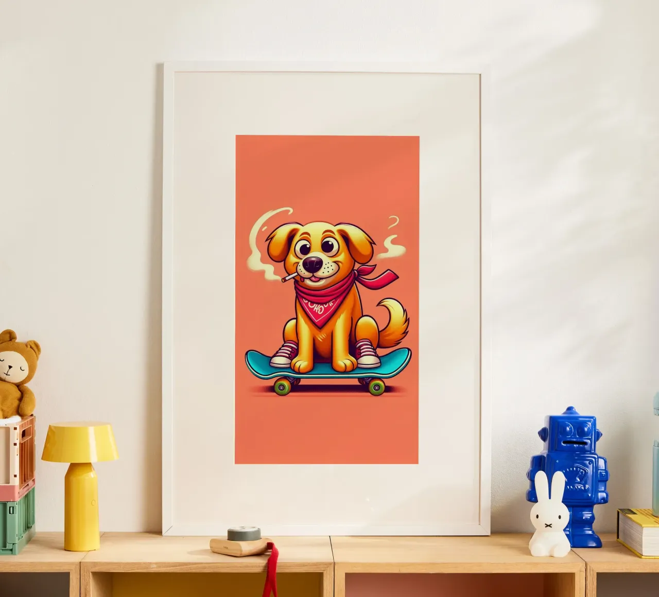 Cane su skateboard poster con telaio in plastica da BenCoStyle