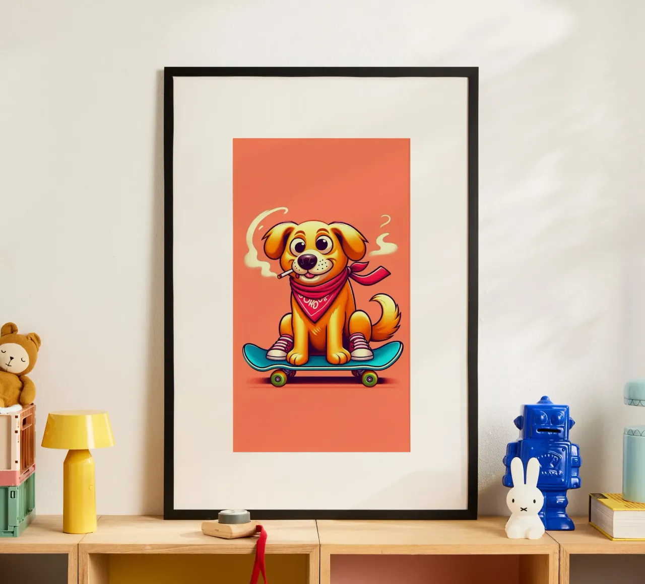 Cane su skateboard poster con telaio in plastica da BenCoStyle