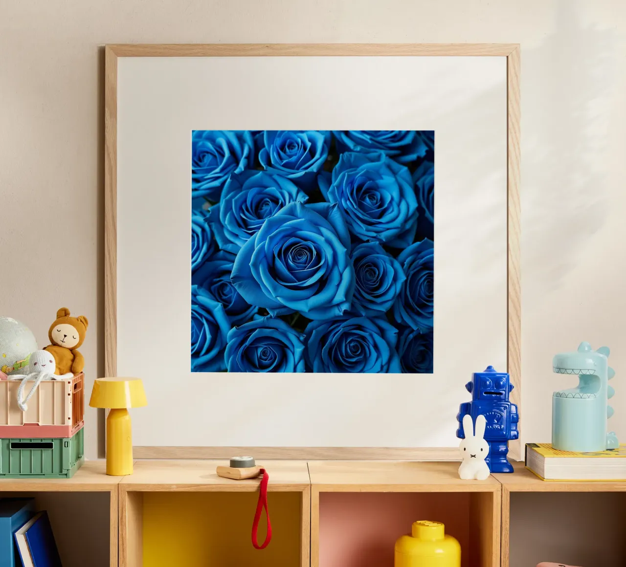 Rose_blu poster con telaio in alluminio da Farb- und Blütenzauber by LK