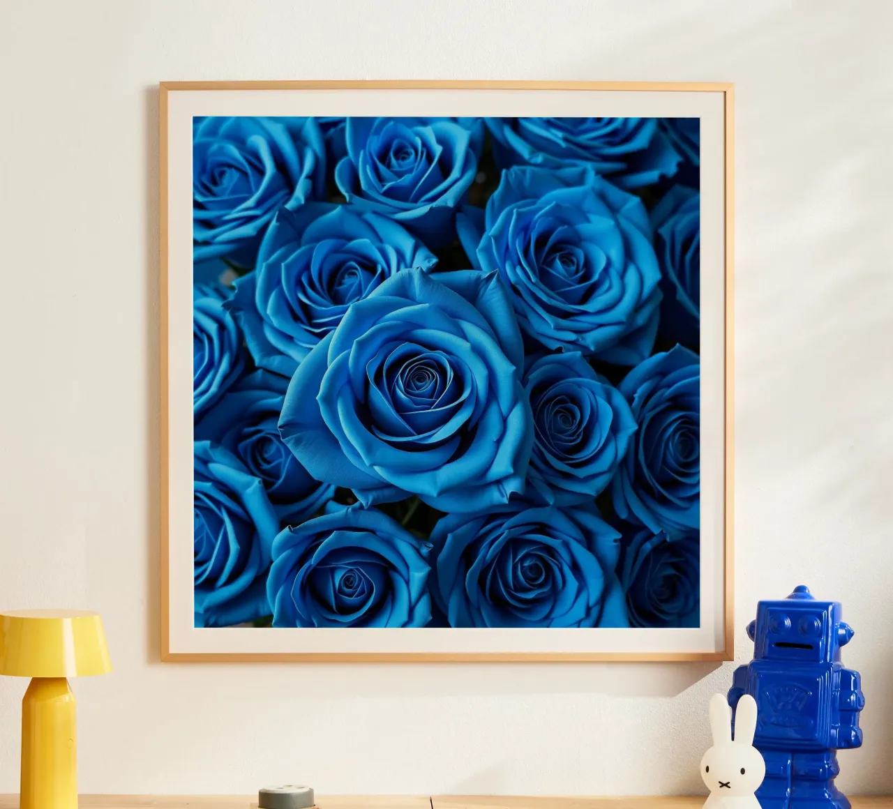 Rose_blu poster con telaio in alluminio da Farb- und Blütenzauber by LK