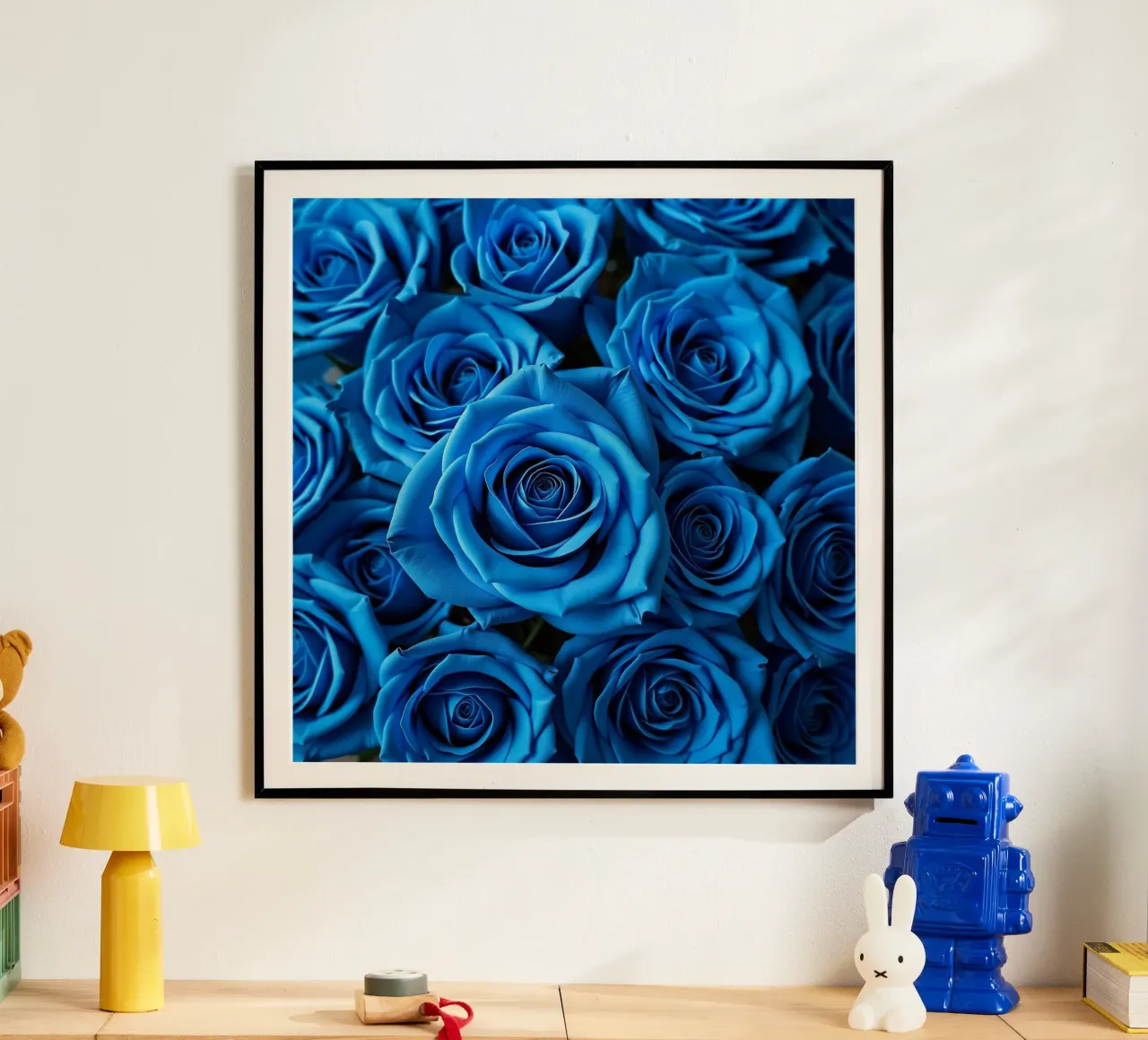 Rose_blu poster con telaio in alluminio da Farb- und Blütenzauber by LK