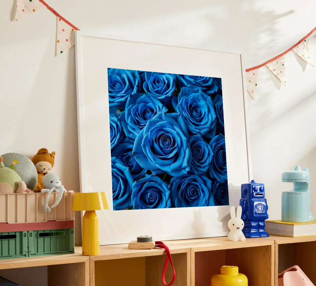 Rose_blu poster con telaio in alluminio da Farb- und Blütenzauber by LK