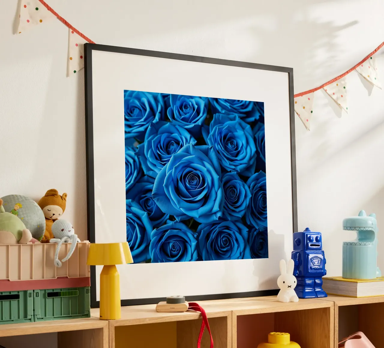 Rose_blu poster con telaio in alluminio da Farb- und Blütenzauber by LK
