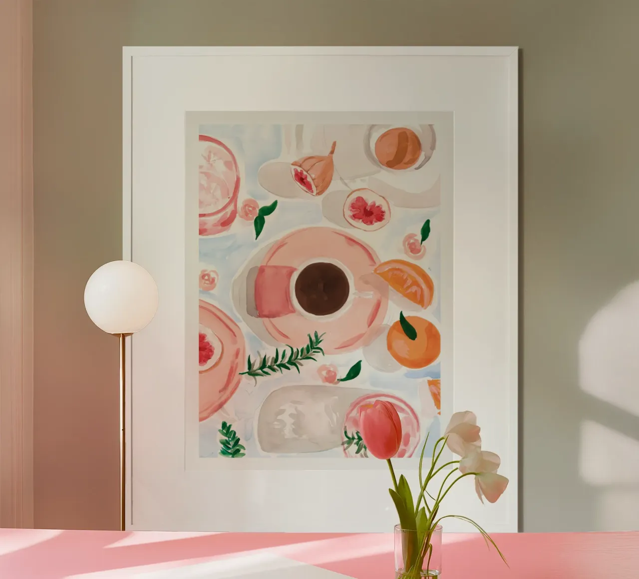 Sabina Fenn - Natura morta con caffè poster con telaio in plastica da ashcraft shop