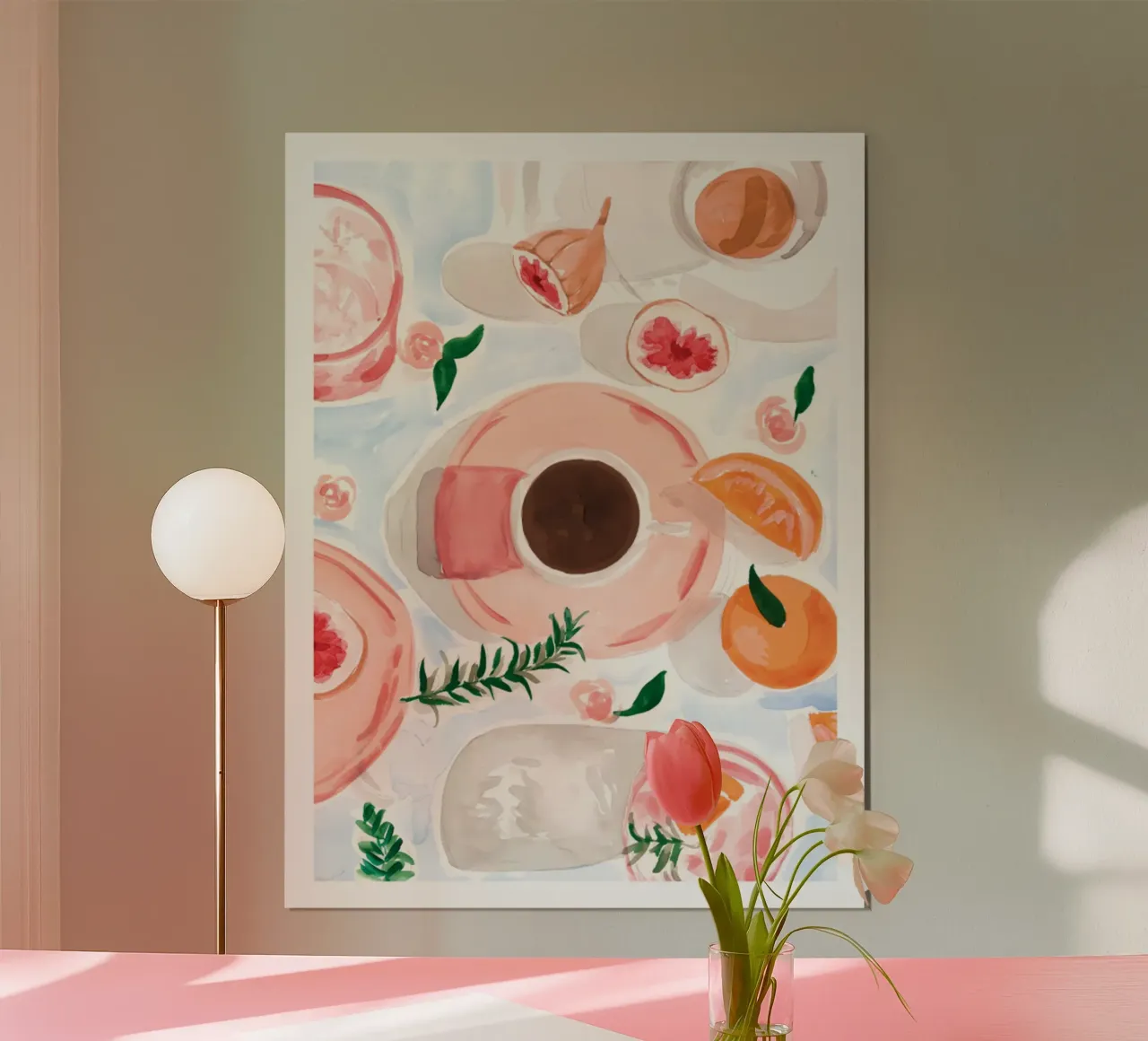 Sabina Fenn - Natura morta con caffè poster con telaio in plastica da ashcraft shop