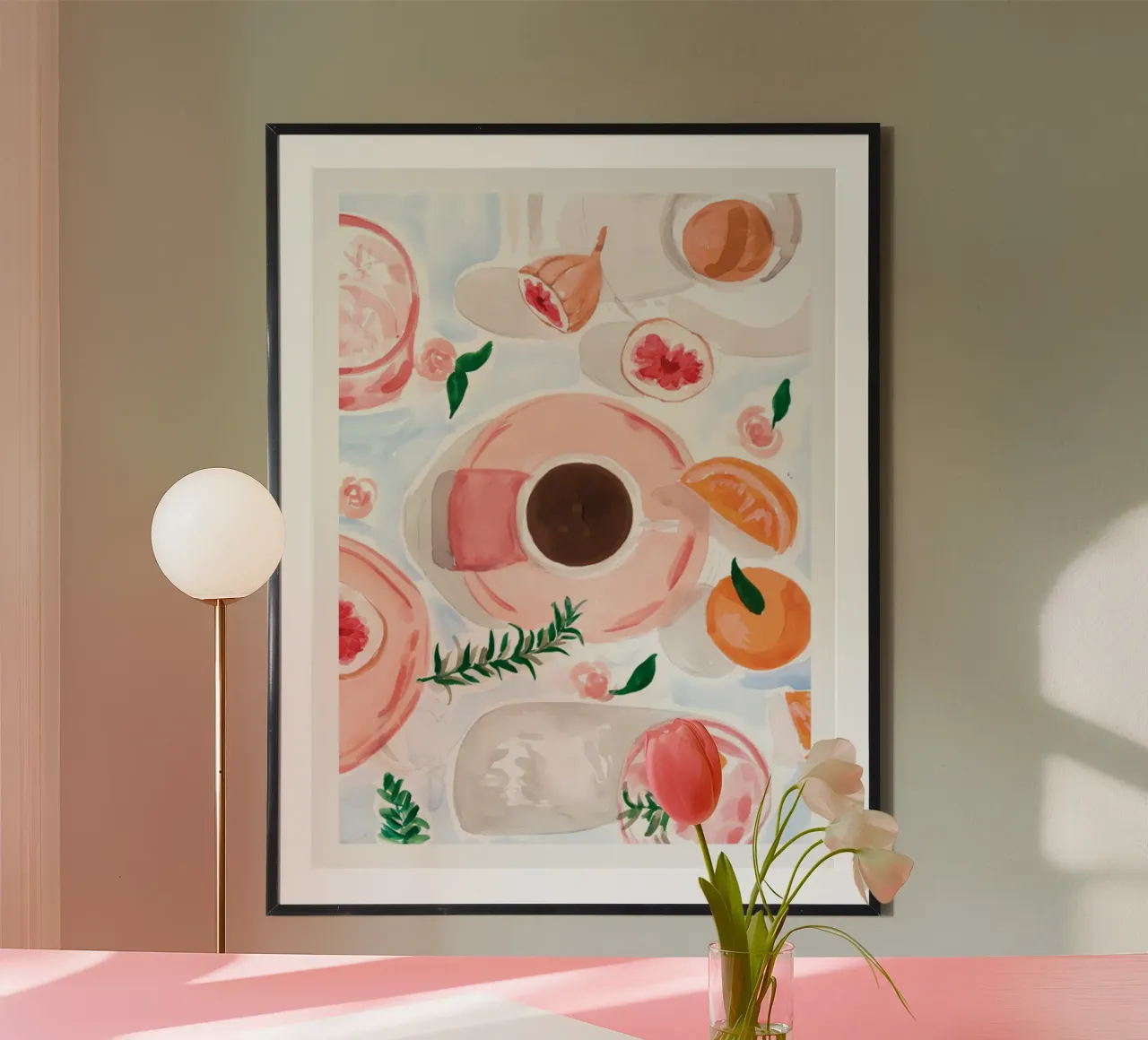 Sabina Fenn - Natura morta con caffè poster con telaio in plastica da ashcraft shop
