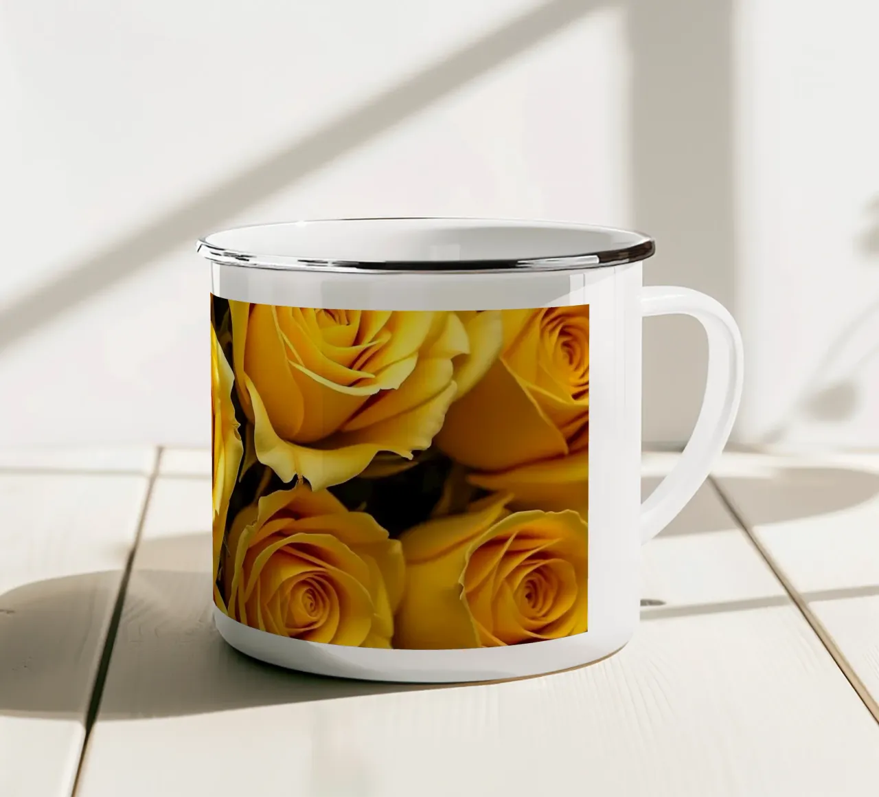 Rose_gialle tazza in smalto da Farb- und Blütenzauber by LK