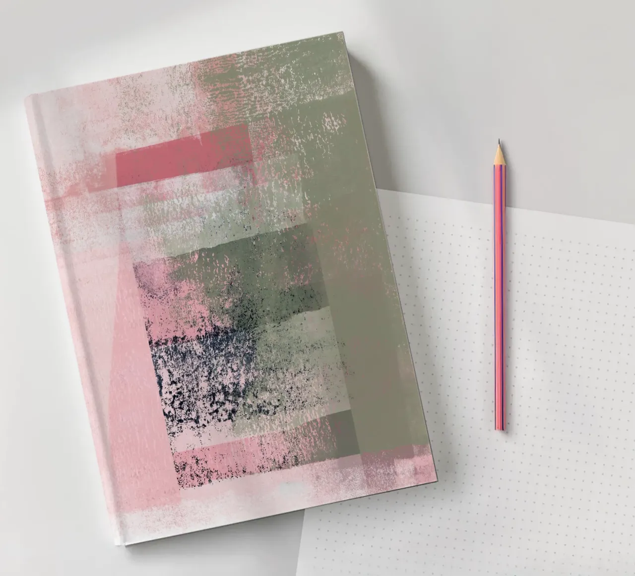 Surfaces 2 | Abstract in Sage Green and Pink notebook by sabidussi