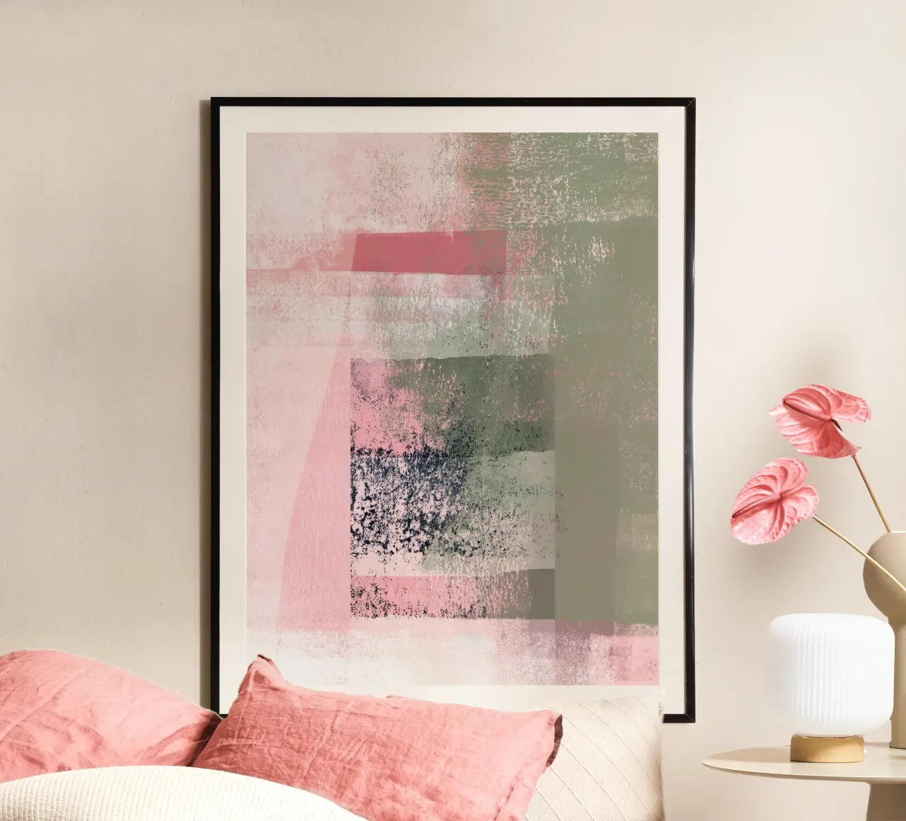 Surfaces 2 | Abstract in Sage Green and Pink carta hahnemühle da sabidussi