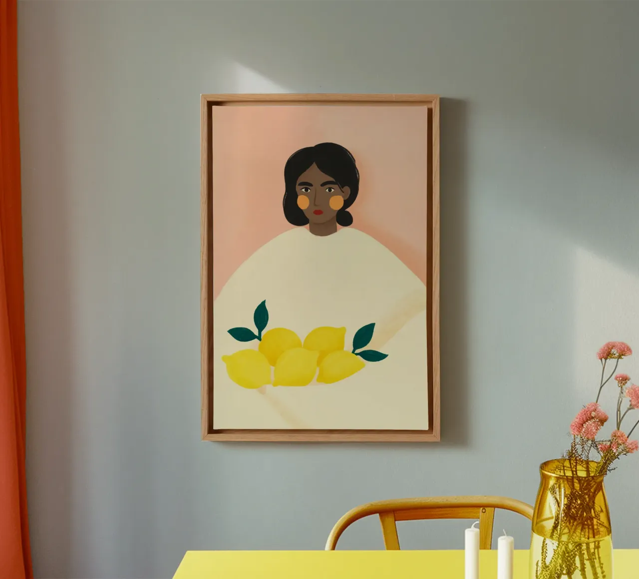 Limoni con donna tela con Cornice a cassetta da PurePeachStudio