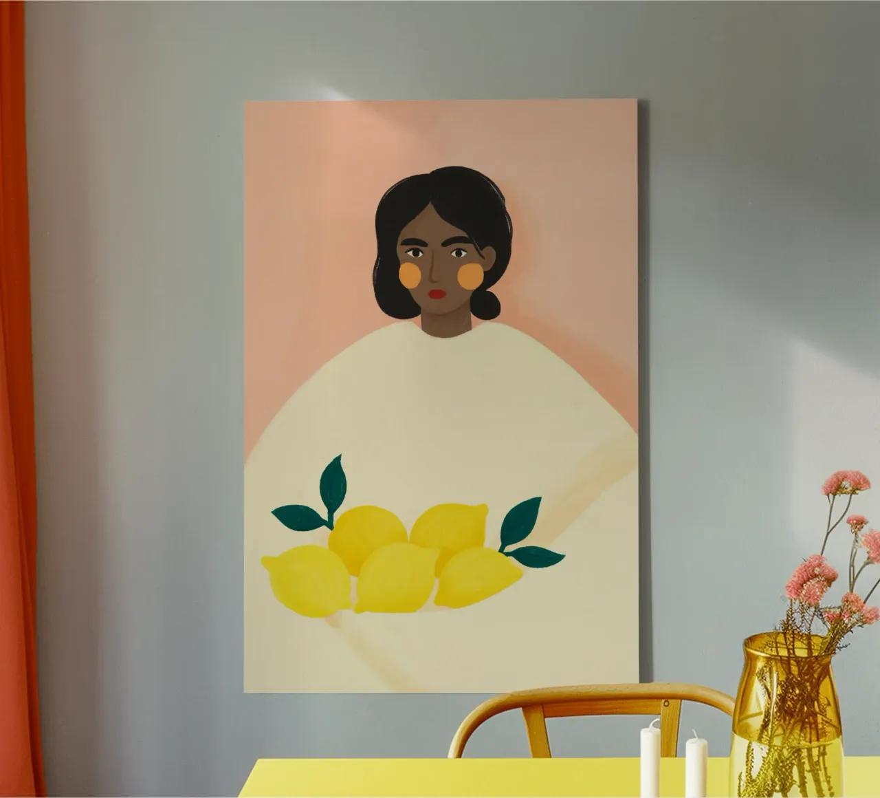 Limoni con donna tela con Cornice a cassetta da PurePeachStudio
