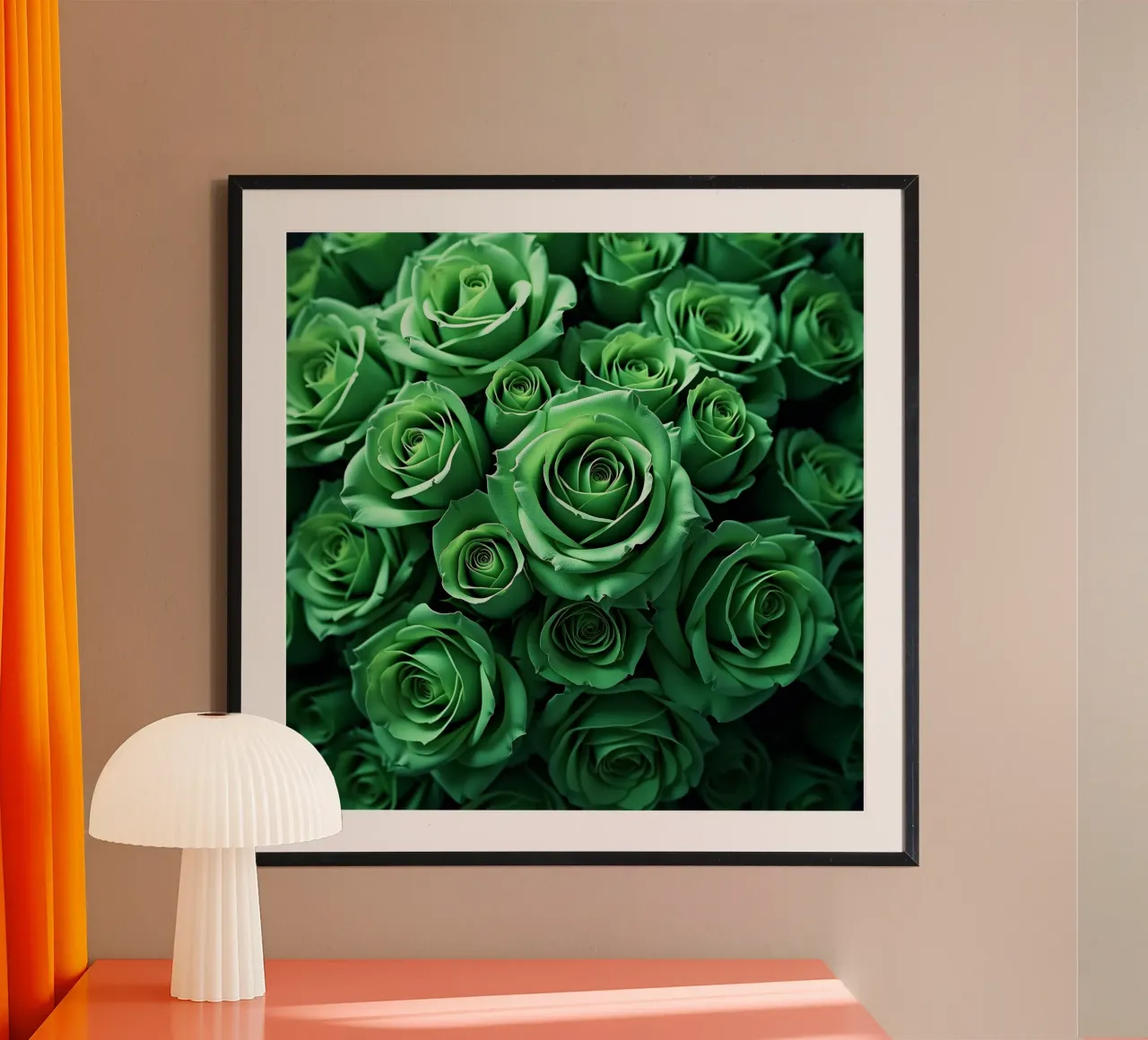 Rose_verdi poster con telaio in alluminio da Farb- und Blütenzauber by LK