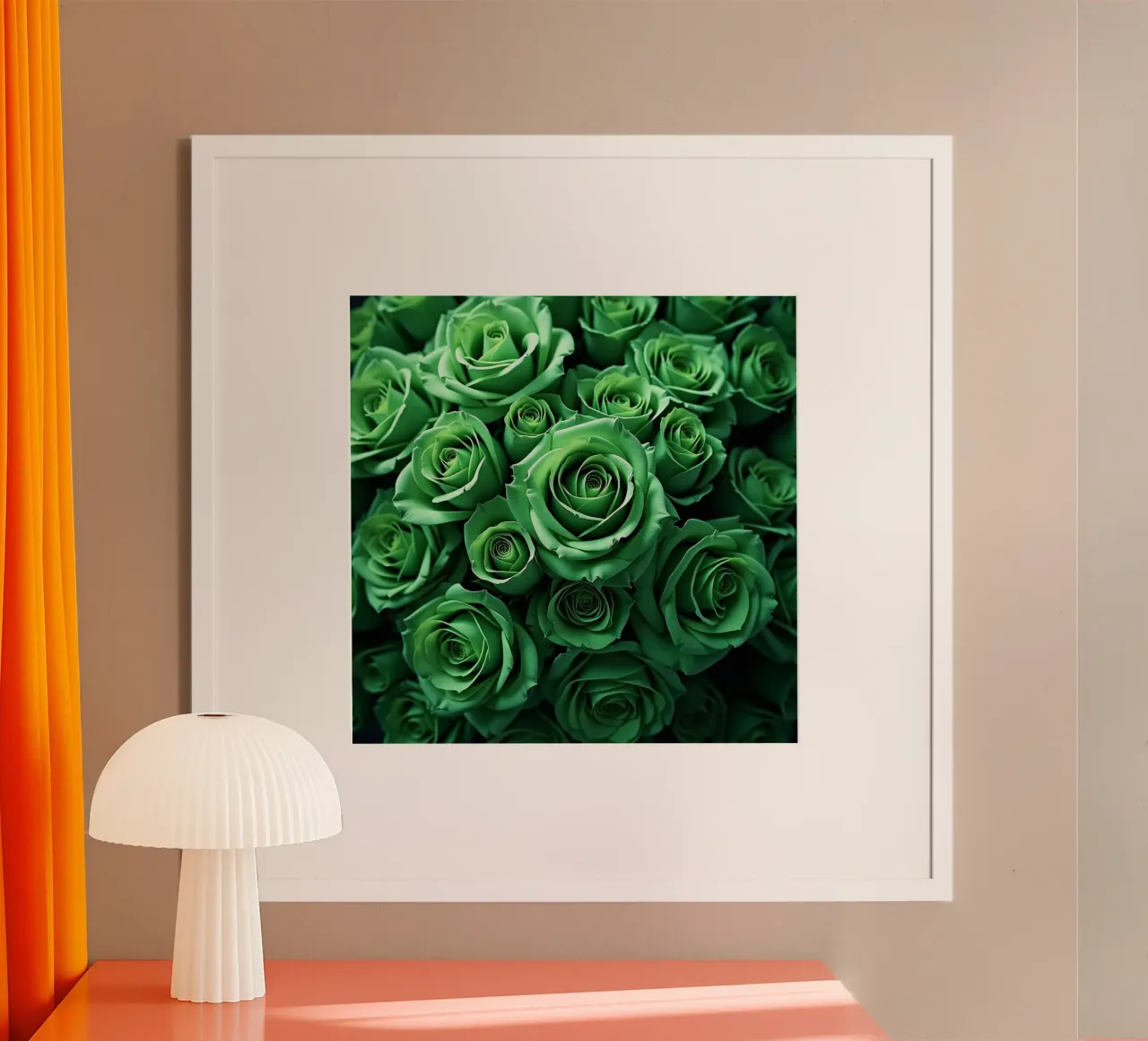 Rose_verdi poster con telaio in alluminio da Farb- und Blütenzauber by LK