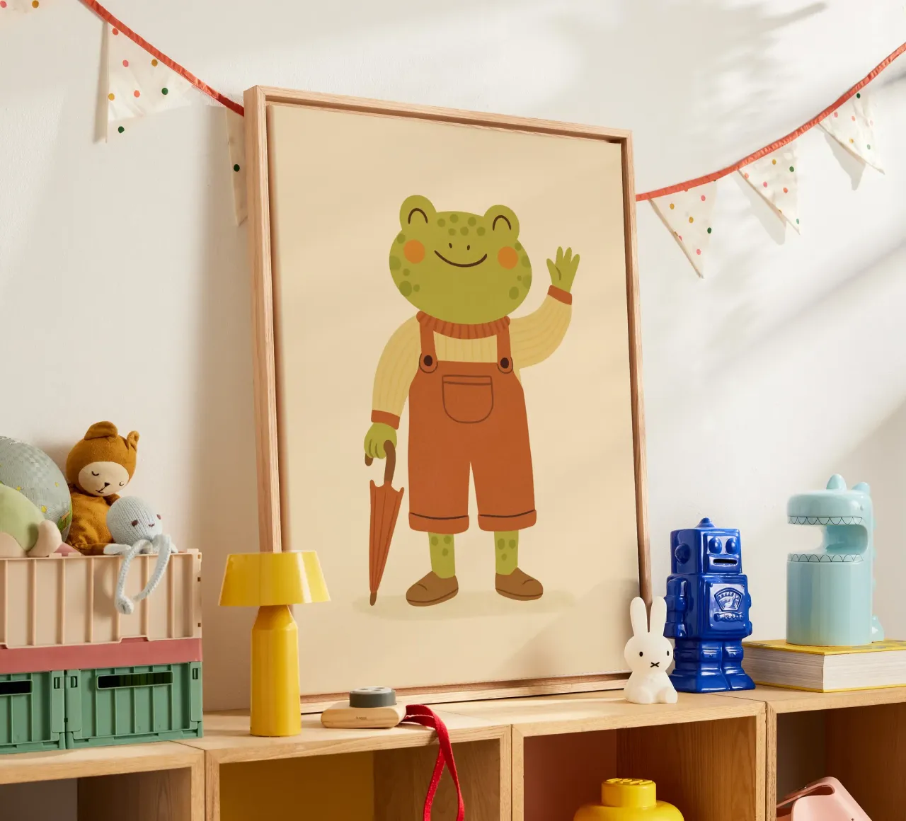 De kikker canvas met Baklijst van kokoprint