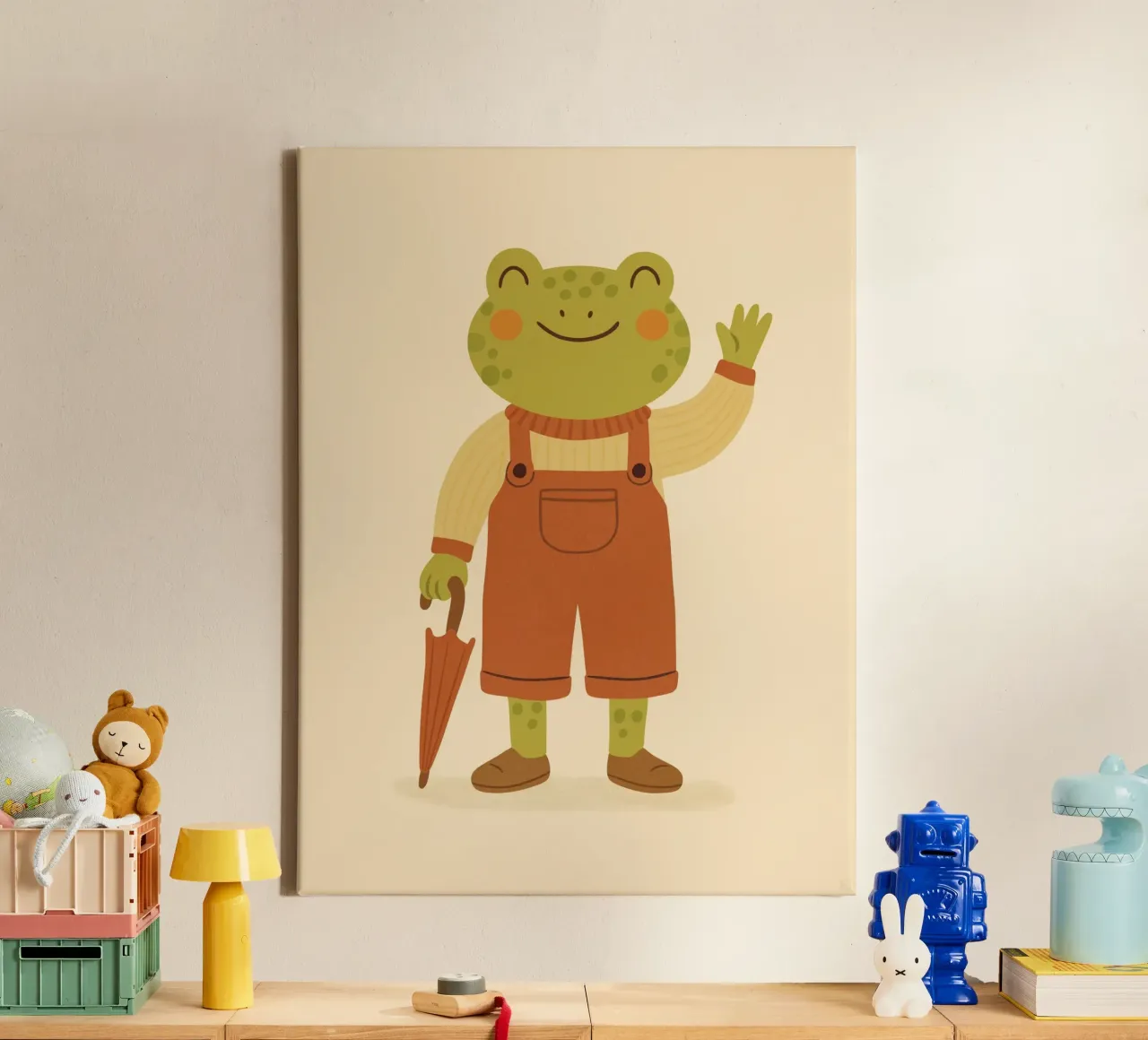 De kikker canvas met Baklijst van kokoprint