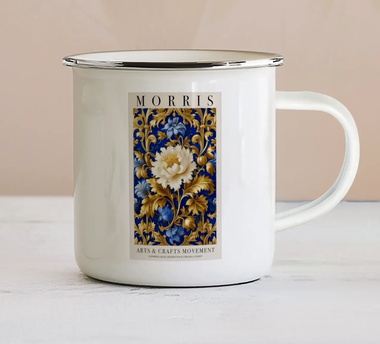 complesso motivo floreale e di viti tazza in smalto da Ropech Shop
