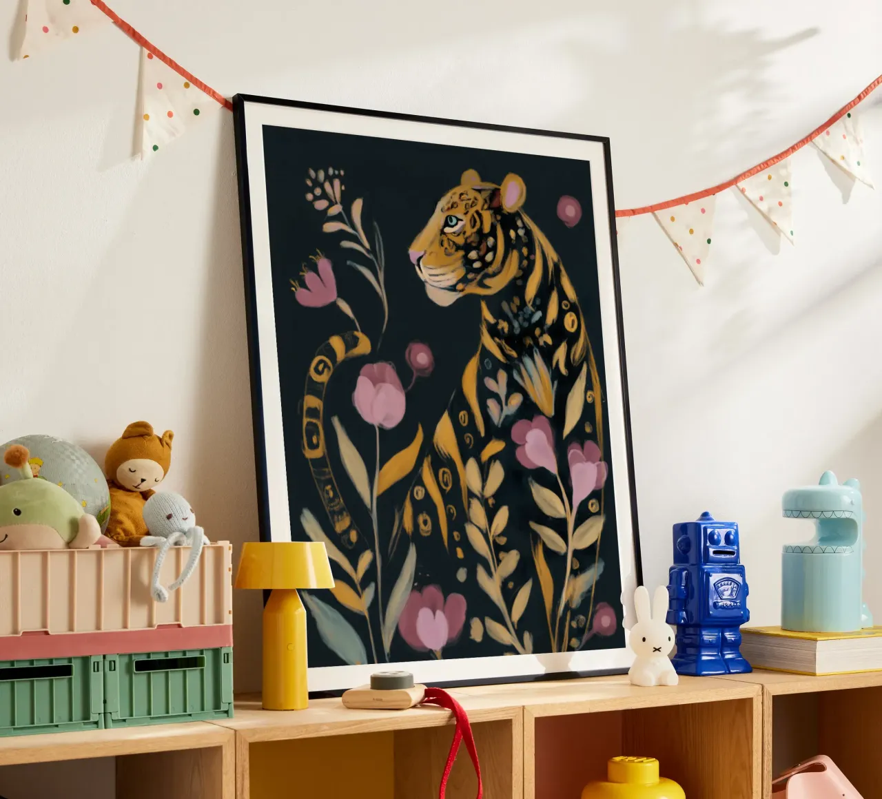 Fiore di tigre | Gesso pastello botanico scuro poster da Autofocus