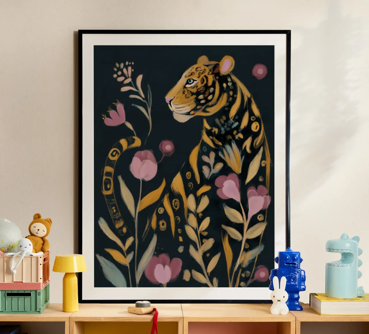 Fiore di tigre | Gesso pastello botanico scuro poster da Autofocus