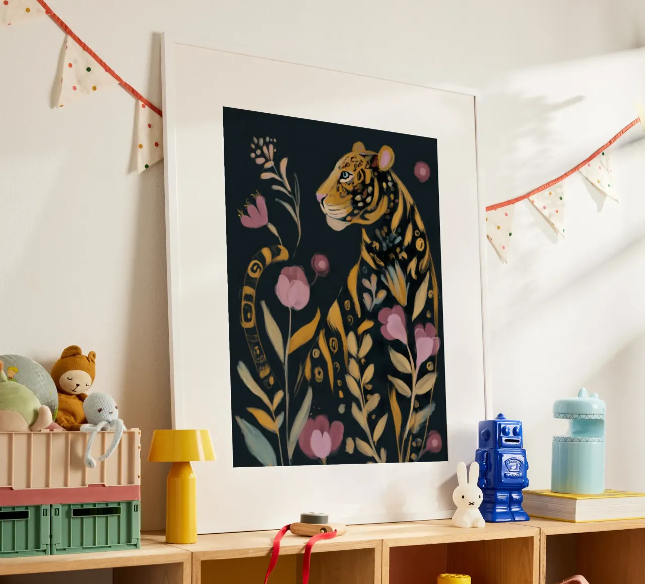 Fiore di tigre | Gesso pastello botanico scuro poster da Autofocus
