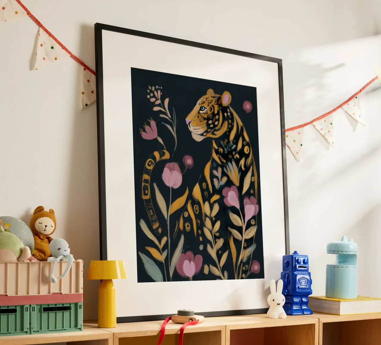 Fiore di tigre | Gesso pastello botanico scuro poster da Autofocus