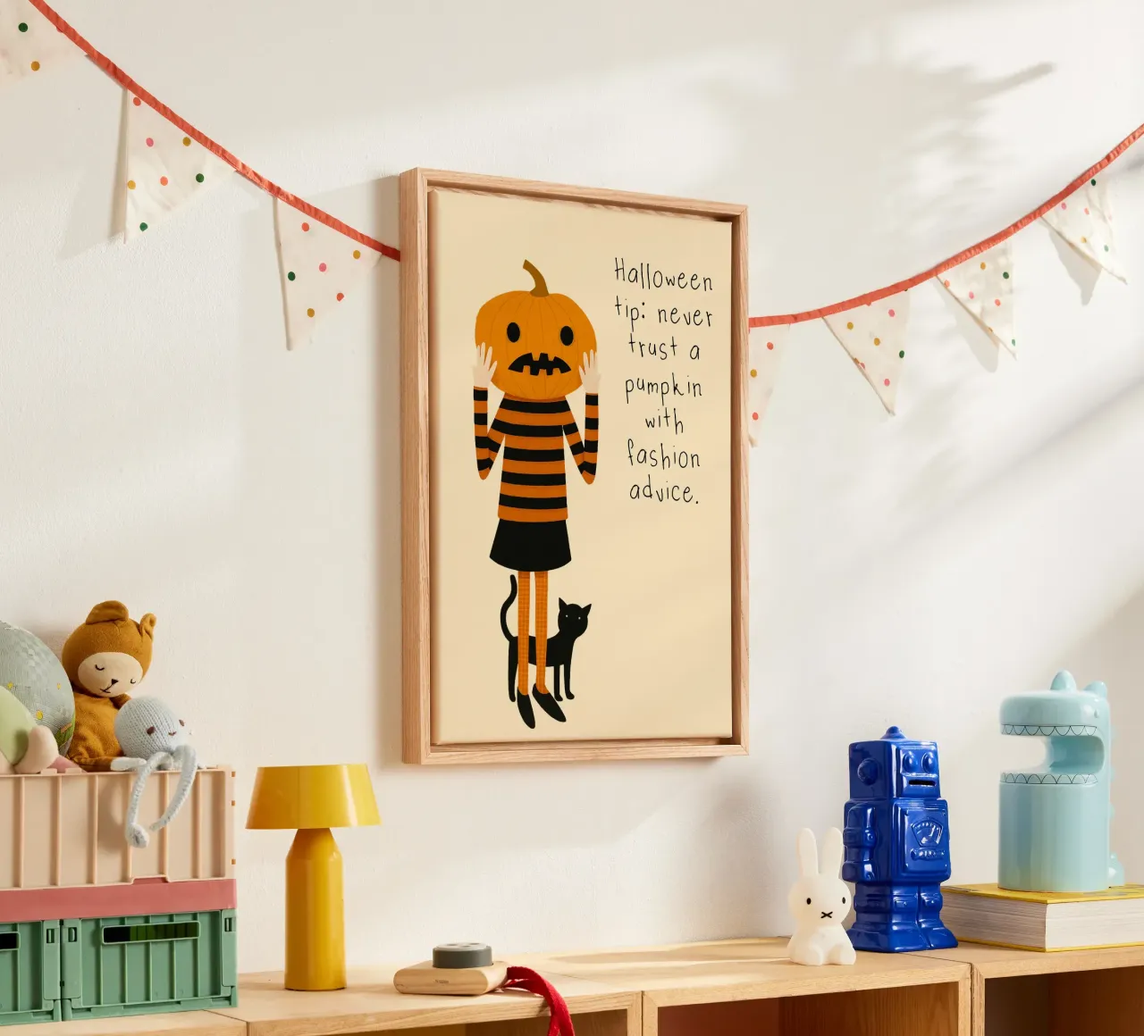 Divertente zucca Consigli di moda Poster di Halloween tela con Cornice a cassetta da vintagepod
