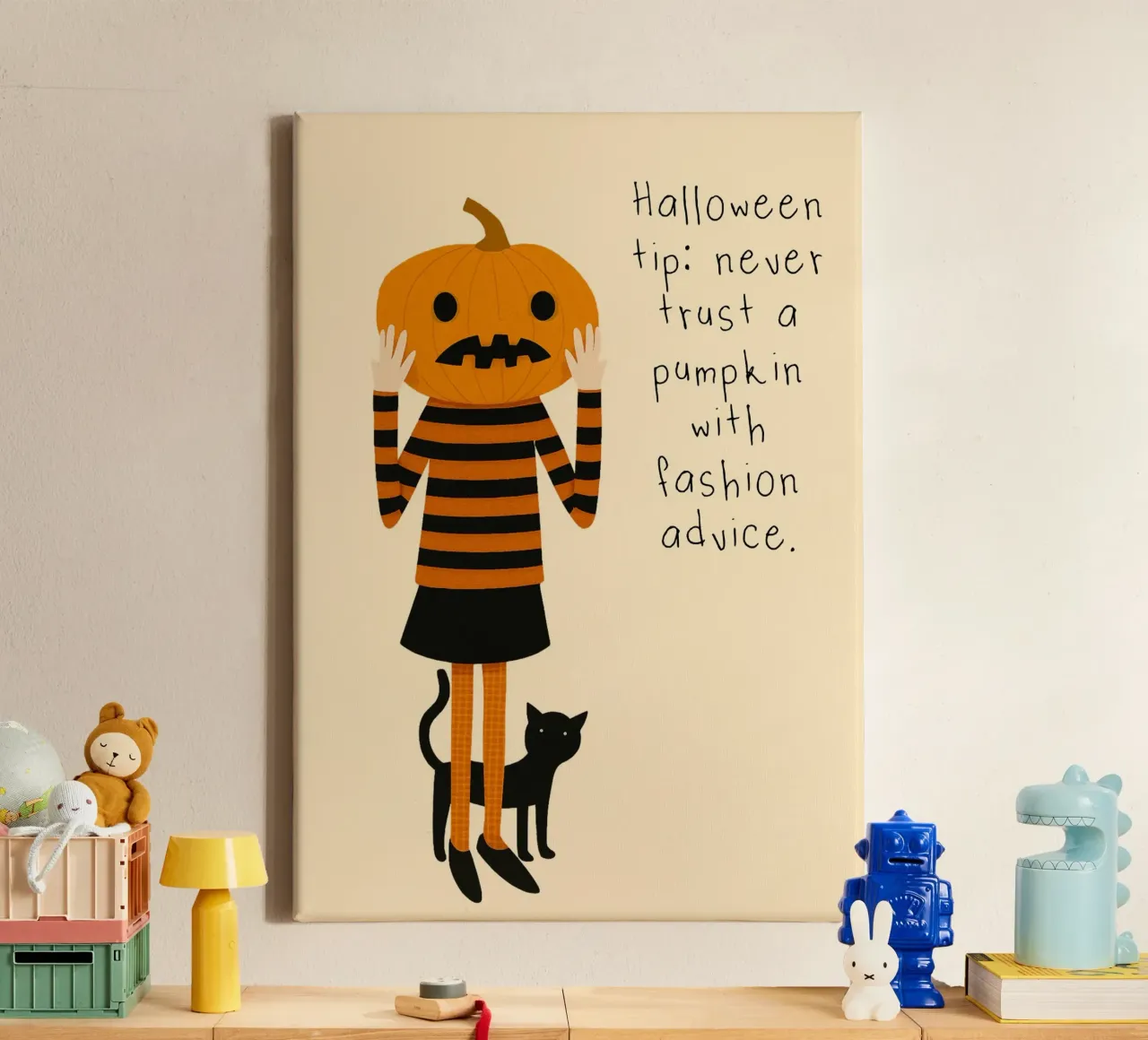 Divertente zucca Consigli di moda Poster di Halloween tela con Cornice a cassetta da vintagepod
