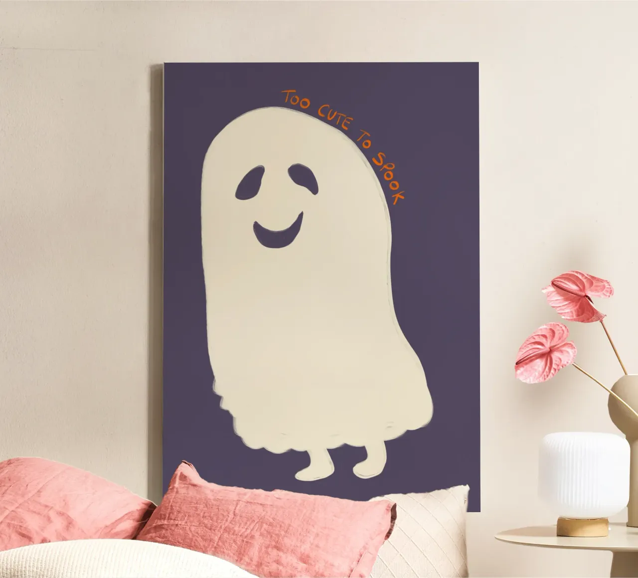 Poster di Halloween troppo carino per spaventare i fantasmi tela con Cornice a cassetta da vintagepod
