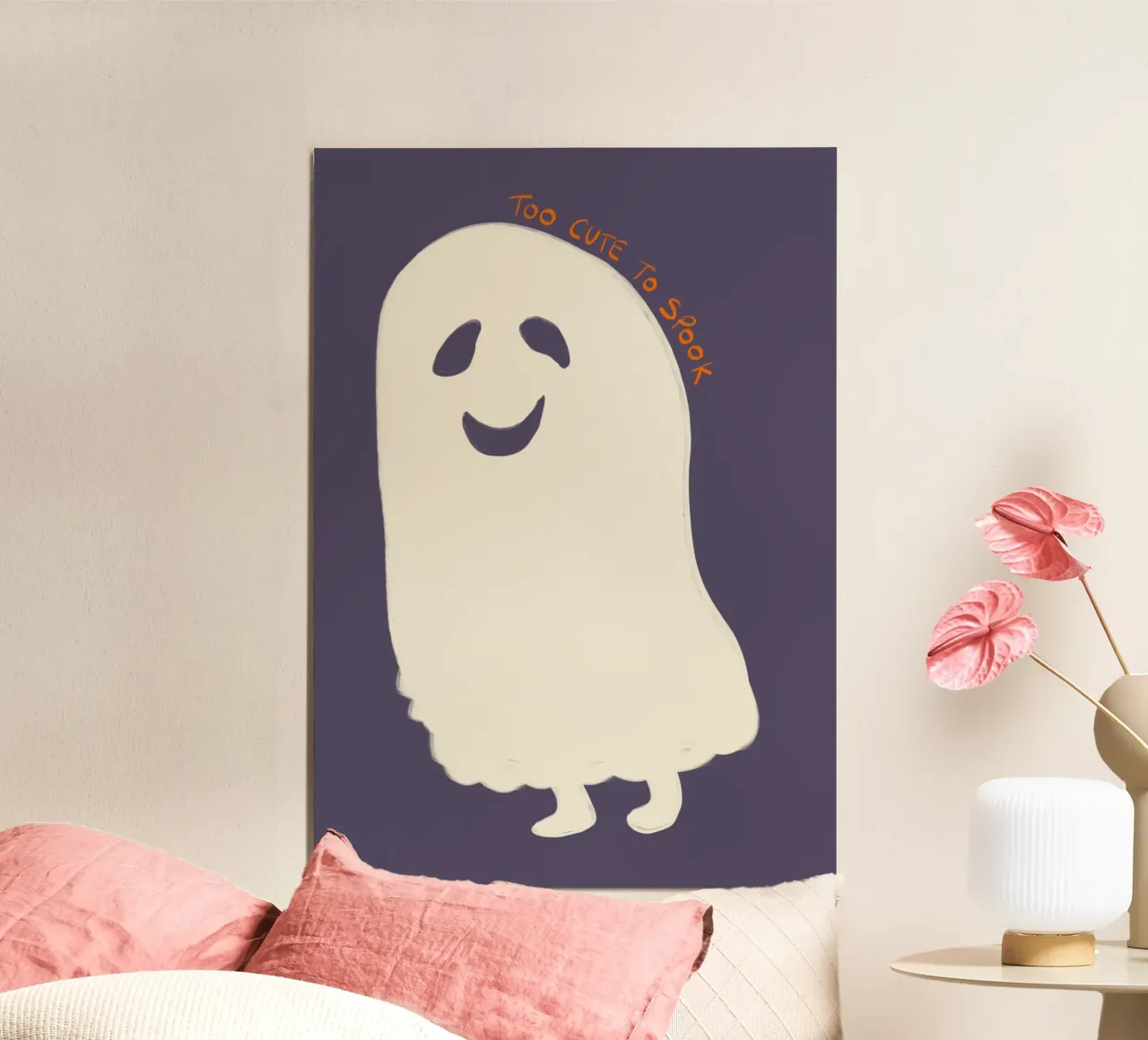 Poster di Halloween troppo carino per spaventare i fantasmi poster con telaio in alluminio da vintagepod