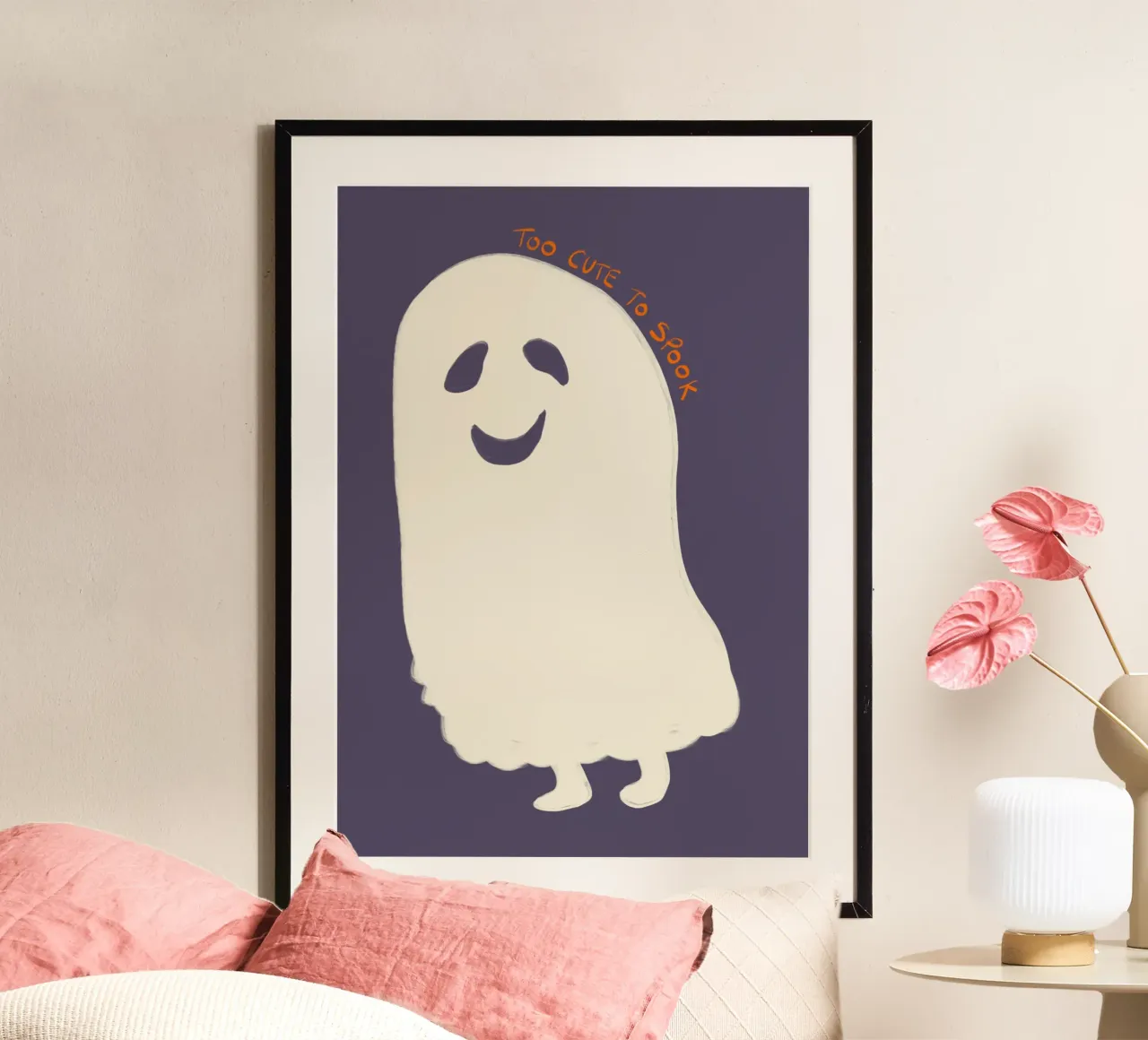 Poster di Halloween troppo carino per spaventare i fantasmi poster con telaio in alluminio da vintagepod