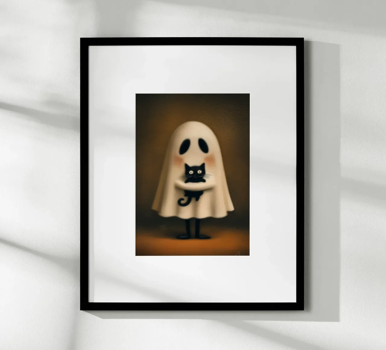 Gatto nero che si abbraccia con un fantasma poster da vintagepod