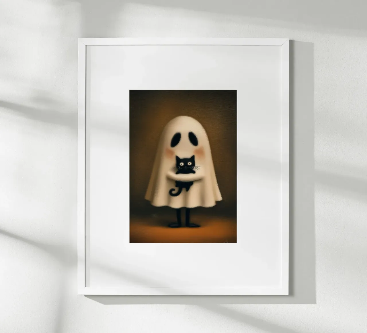 Gatto nero che si abbraccia con un fantasma poster da vintagepod