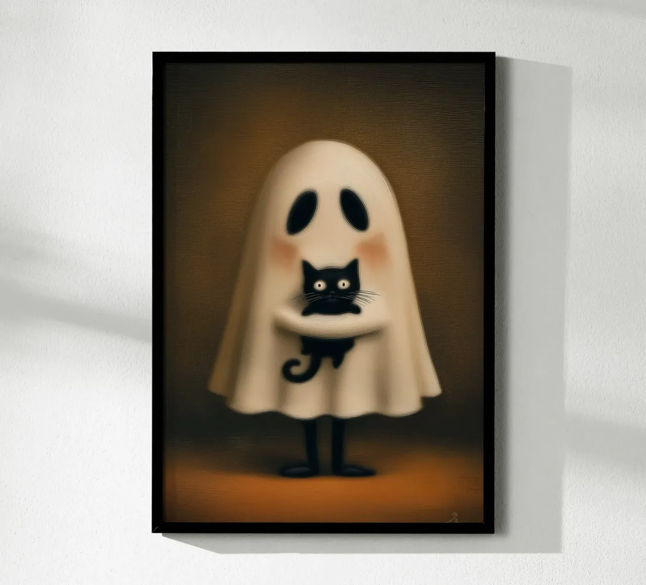 Gatto nero che si abbraccia con un fantasma poster da vintagepod