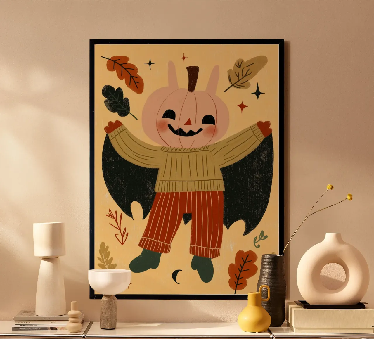 Affiche de l'automne Halloween avec un costume de chauve-souris poster de vintagepod