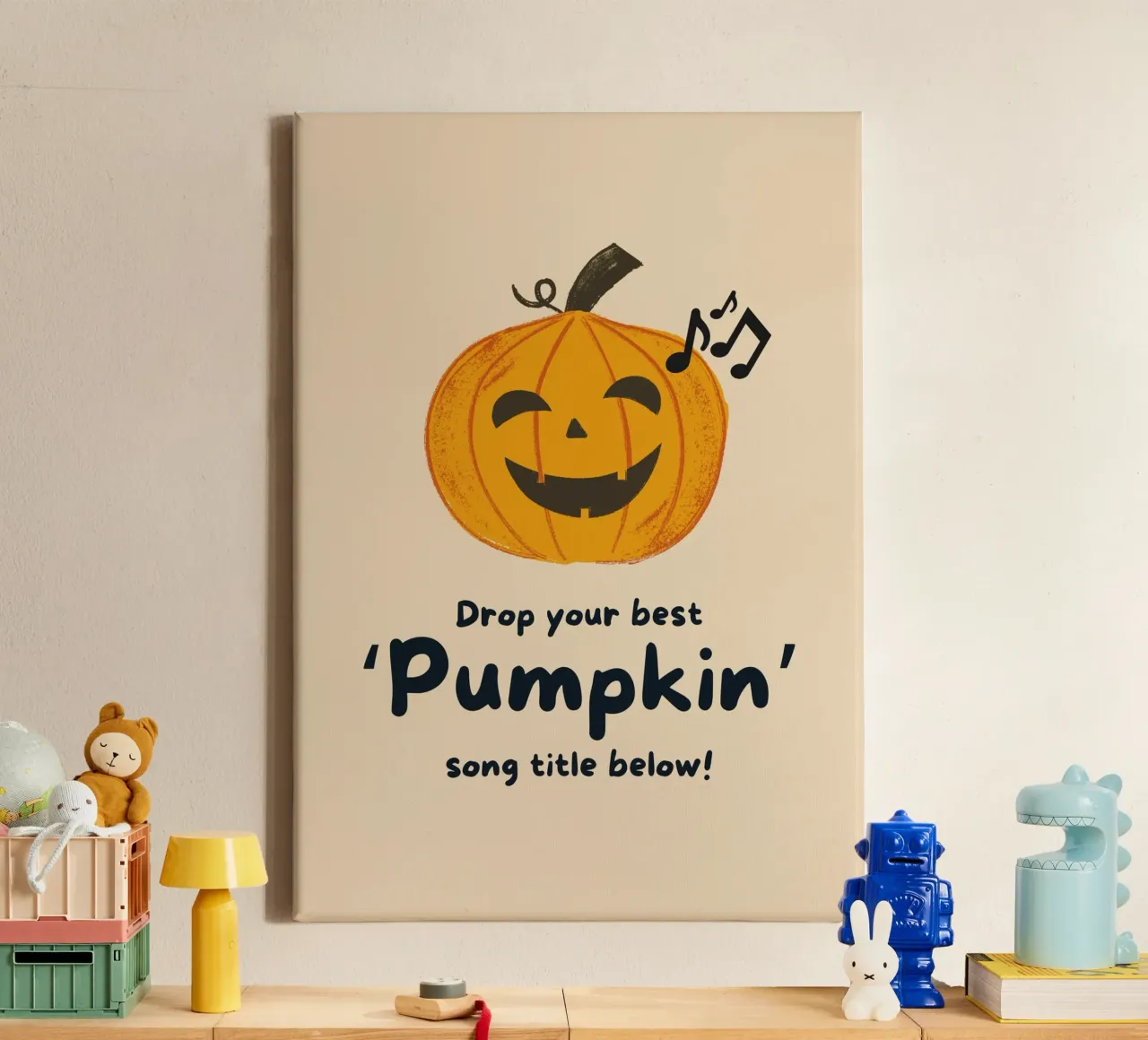 Lasciate qui sotto il titolo della vostra migliore canzone sulla "zucca". tela con Cornice a cassetta da vintagepod