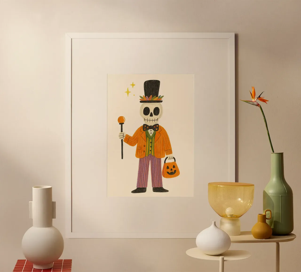 Scheletro Dapper Gentleman Halloween Dolcetto o scherzetto poster da vintagepod