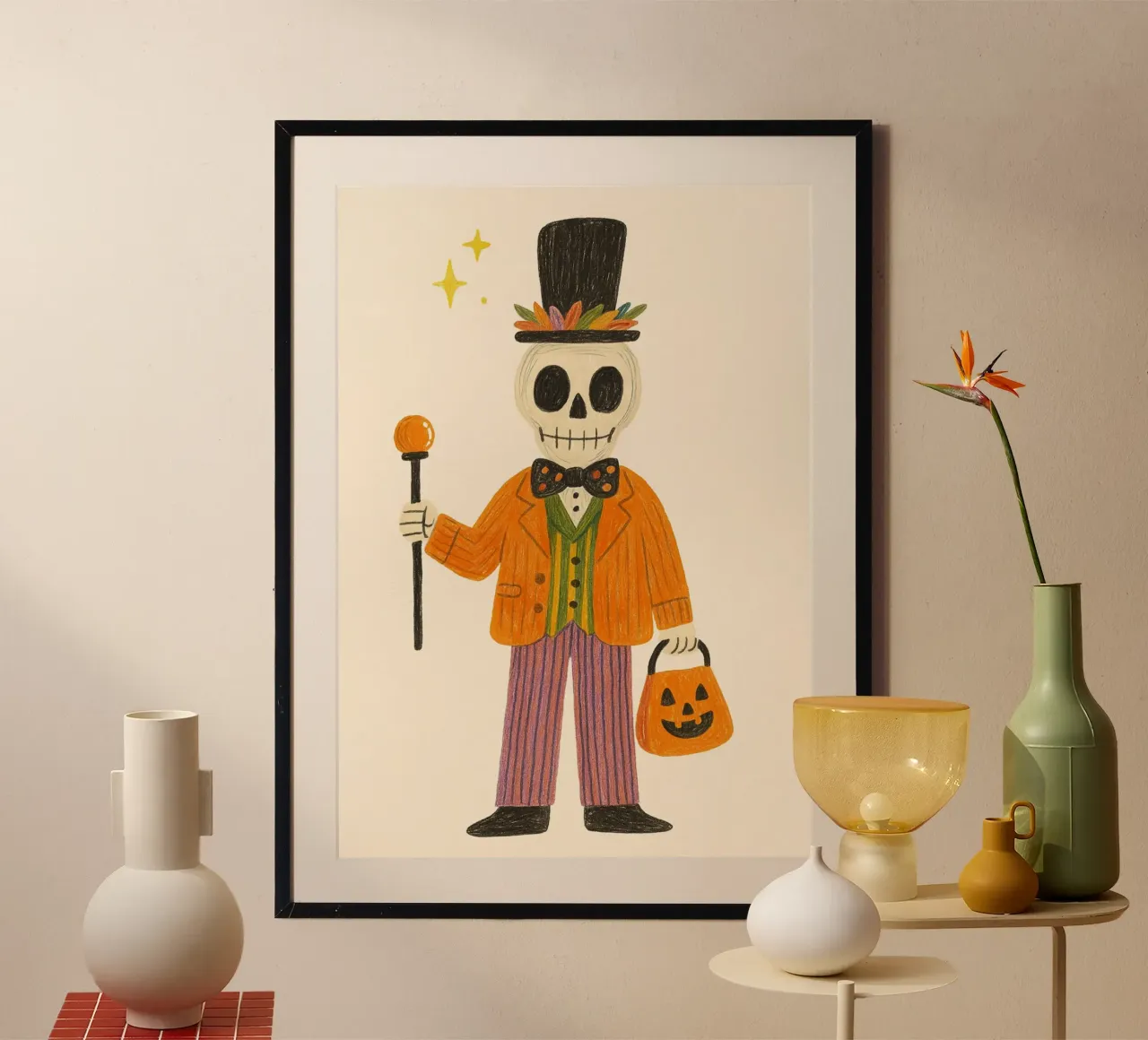 Scheletro Dapper Gentleman Halloween Dolcetto o scherzetto poster da vintagepod