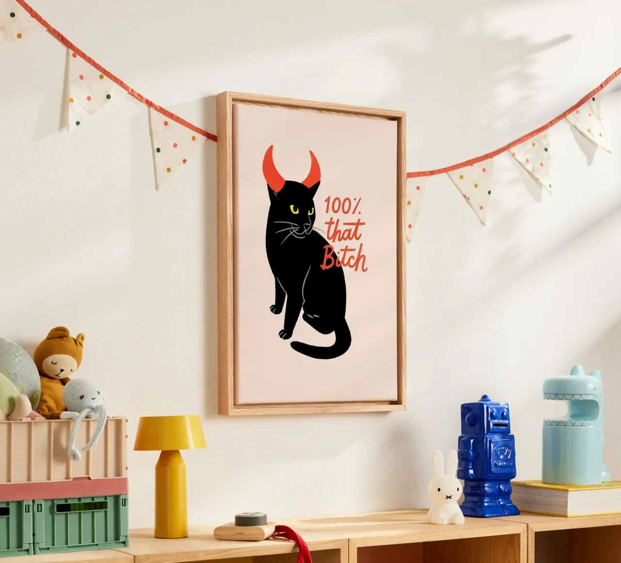 100% Quella puttana, poster di Devil Cat tela con Cornice a cassetta da vintagepod