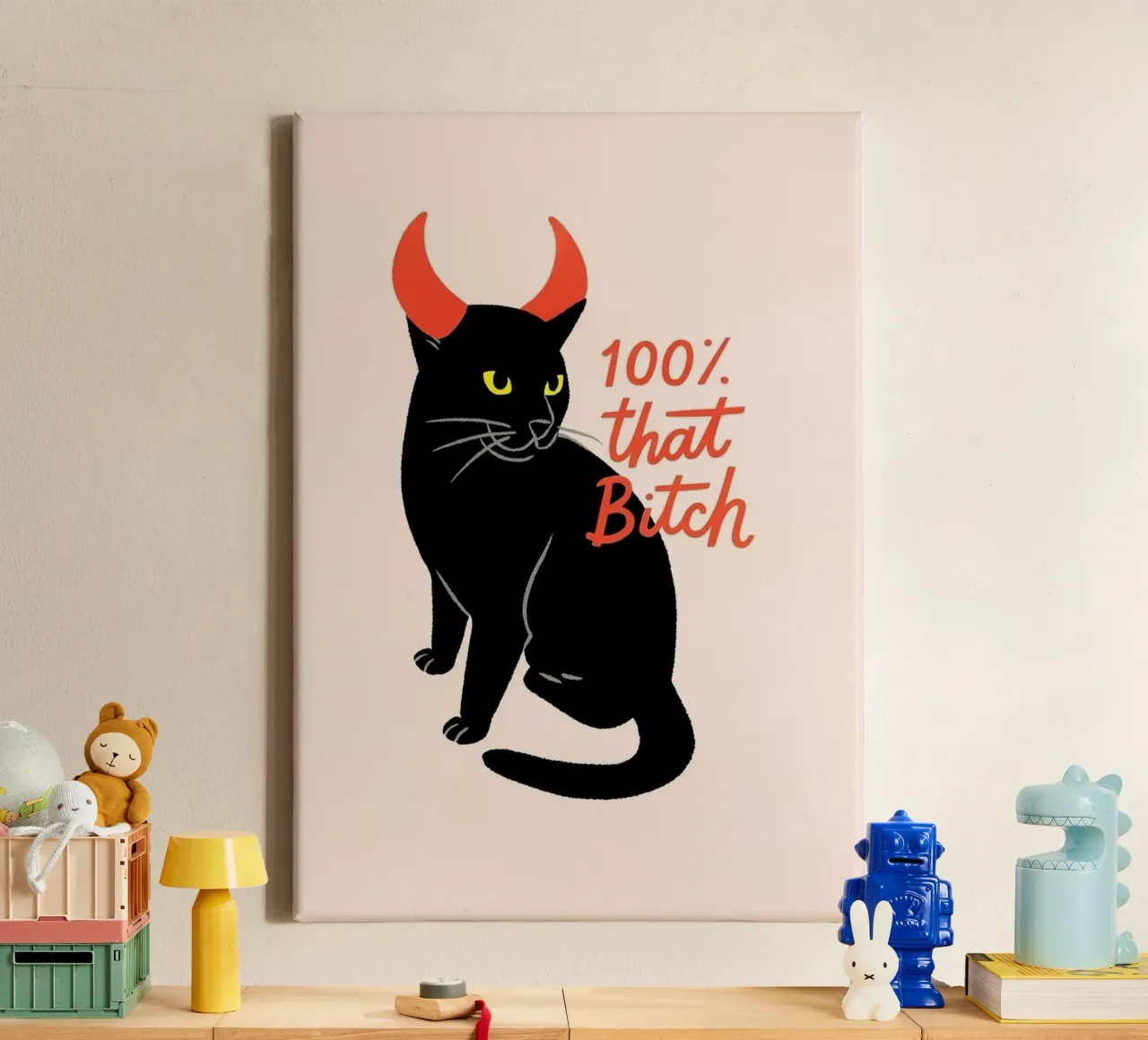 100% Quella puttana, poster di Devil Cat tela con Cornice a cassetta da vintagepod