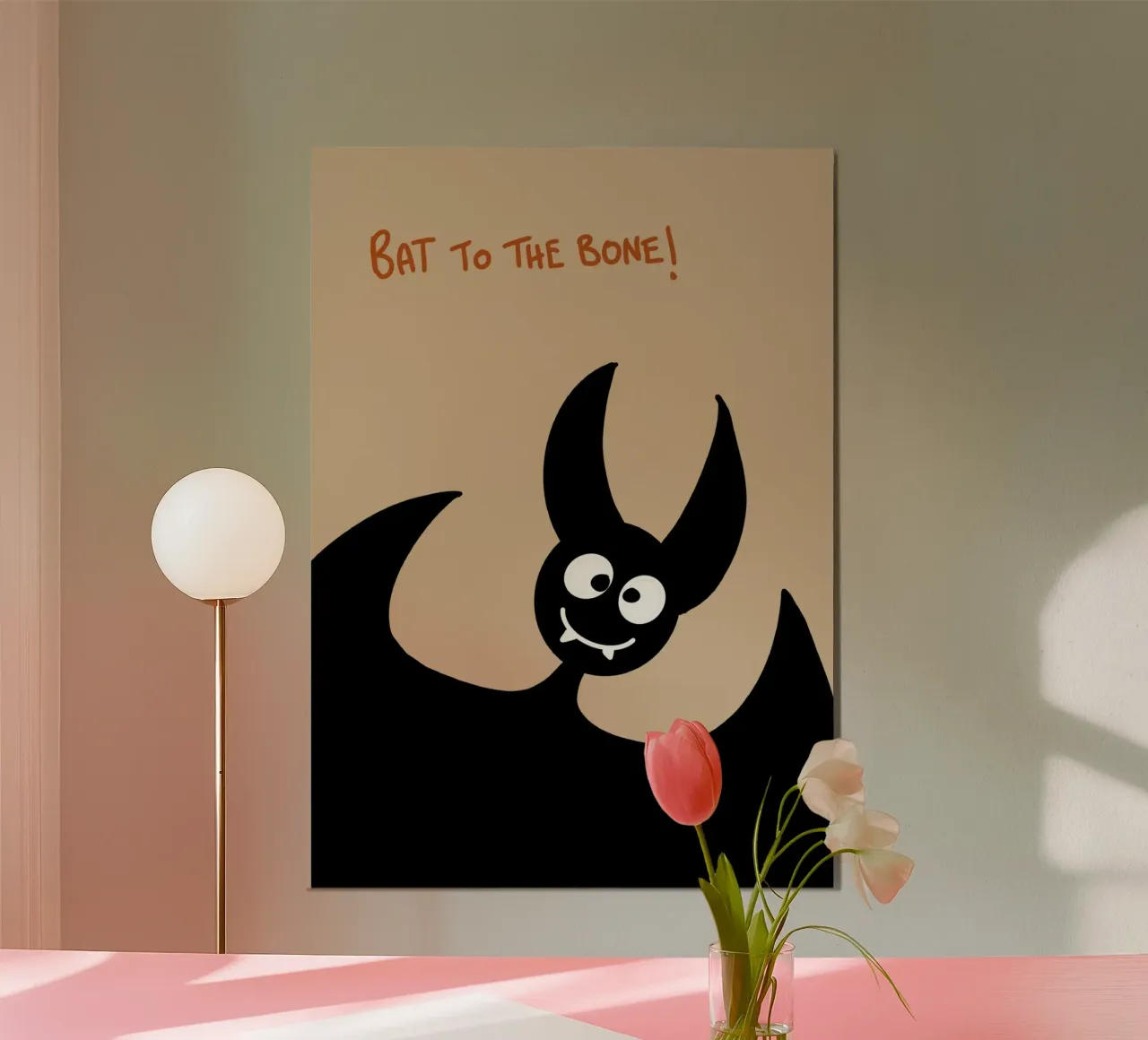 Vleermuis tot op het bot Grappige griezelige Halloween-kunst poster van vintagepod