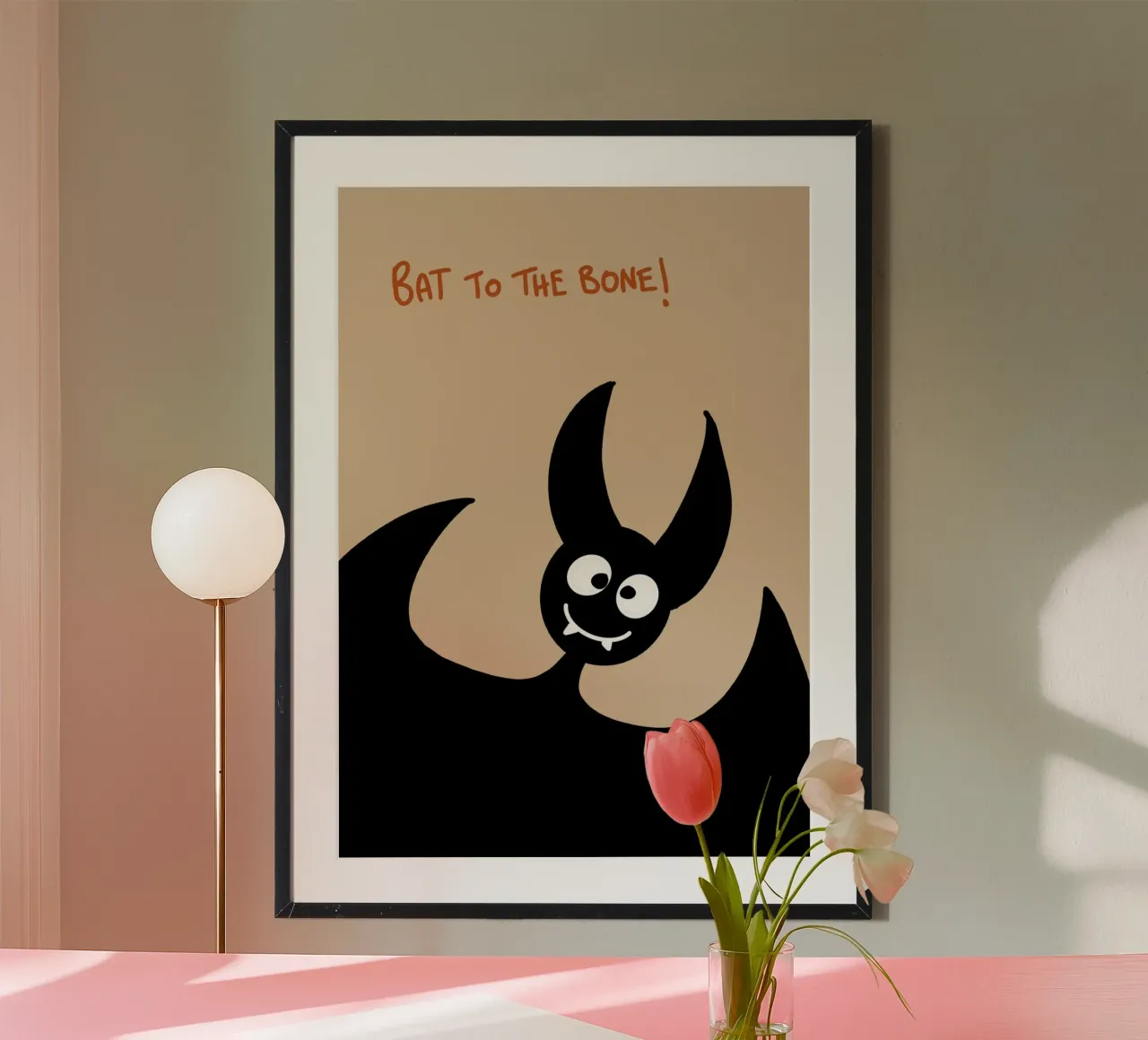 Vleermuis tot op het bot Grappige griezelige Halloween-kunst poster van vintagepod