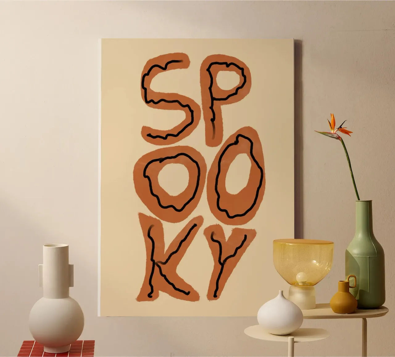 SPKY Groovy Tipografia retrò di Halloween tela con Cornice a cassetta da vintagepod