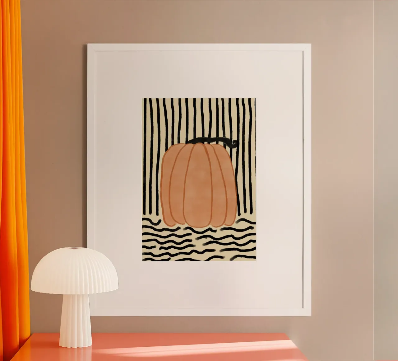 Calabaza abstracta moderna a rayas poster de vintagepod