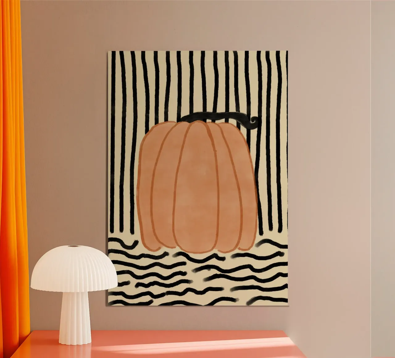 Calabaza abstracta moderna a rayas poster de vintagepod