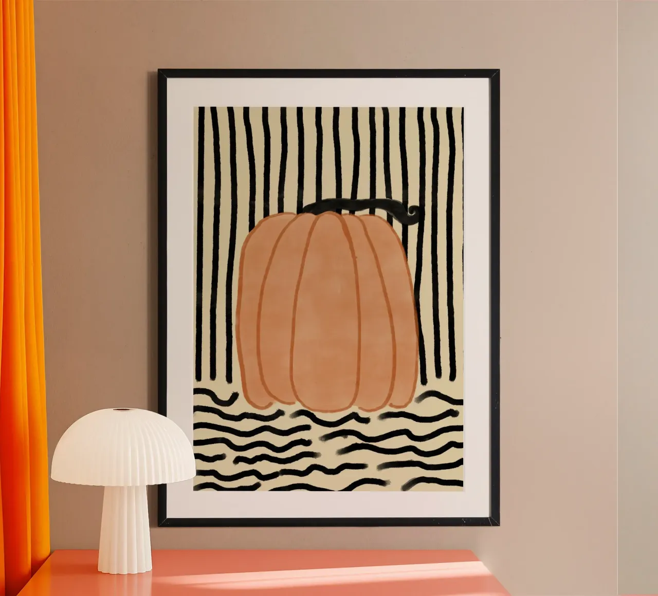 Calabaza abstracta moderna a rayas poster de vintagepod