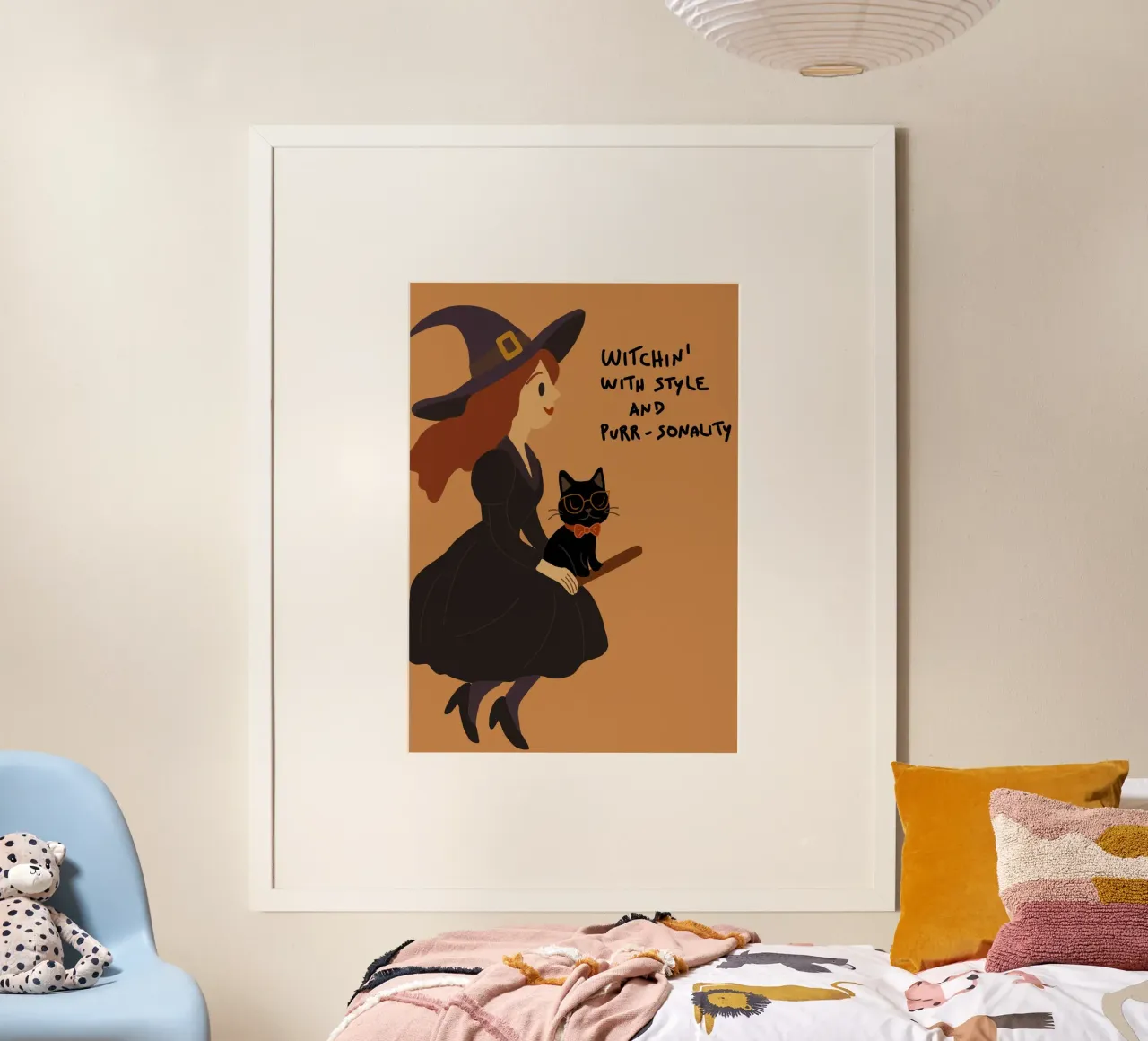 Streghe con stile e fusa poster con telaio in legno da vintagepod