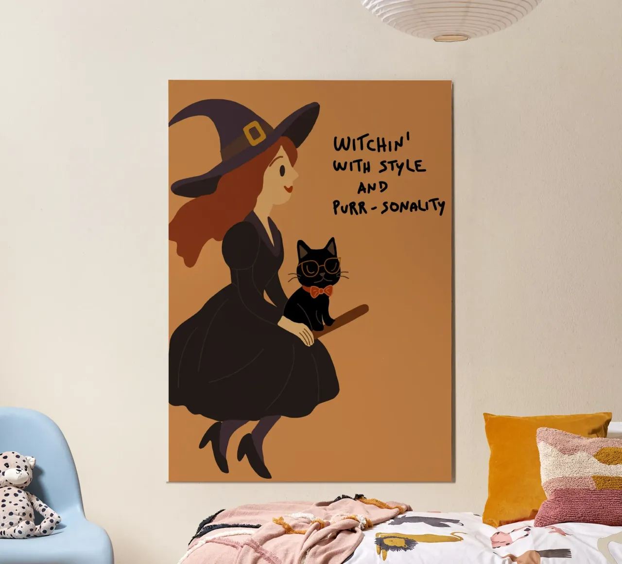 Streghe con stile e fusa poster con telaio in legno da vintagepod