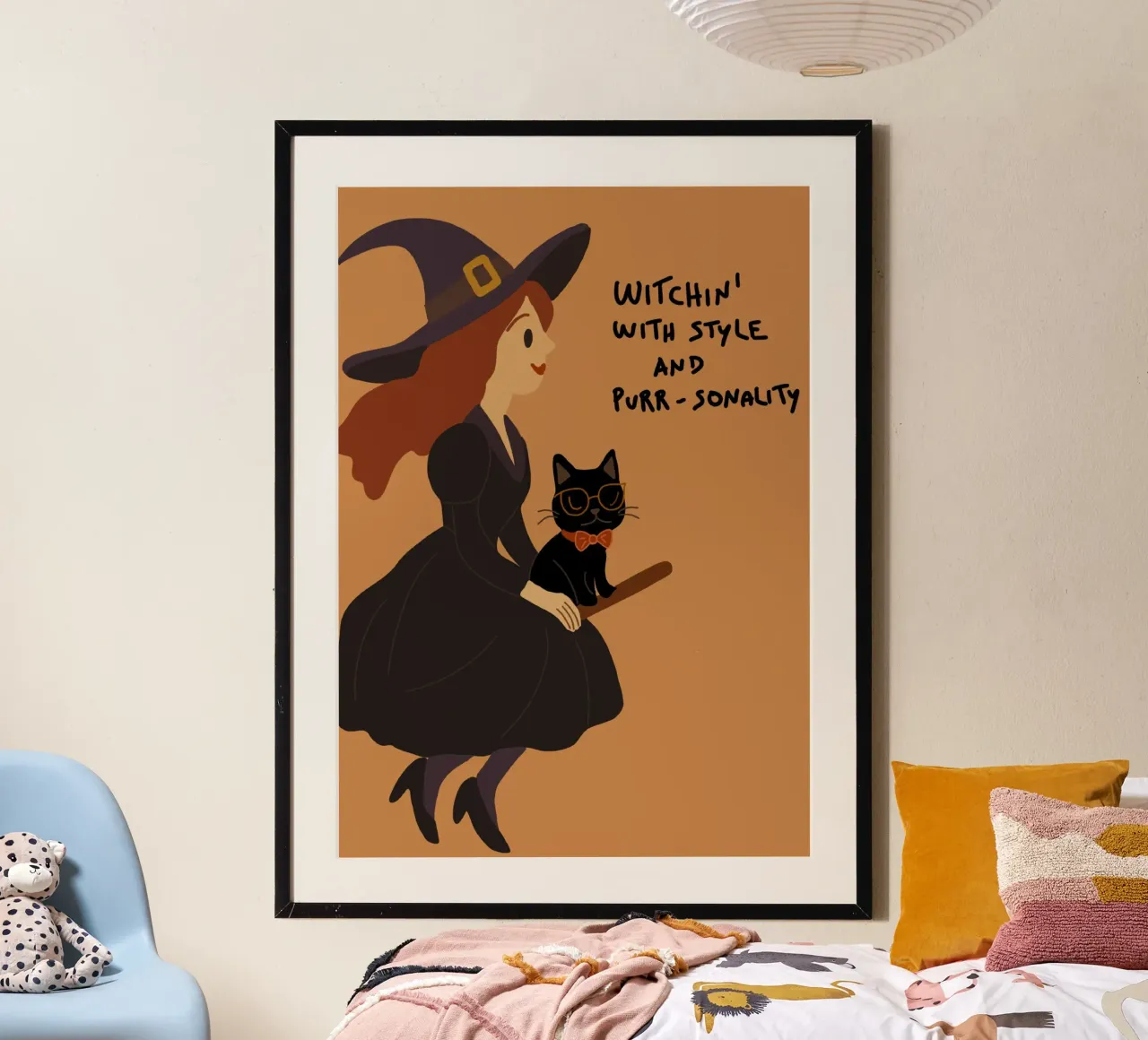 Streghe con stile e fusa poster con telaio in legno da vintagepod